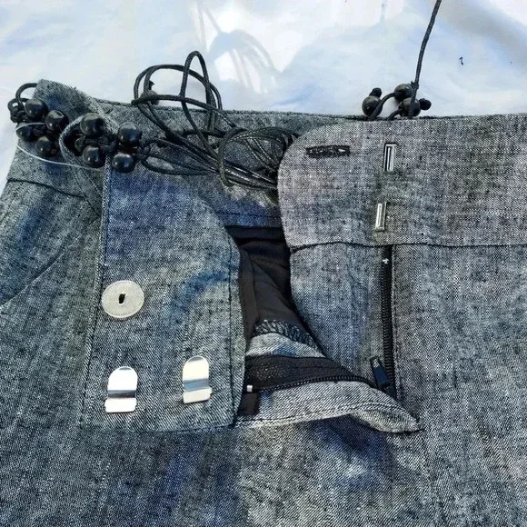 NWT BCX Shorts with Belt and Button Detail on Legs Linen and Cotton Blend Grey 3 - Picture 13 of 14